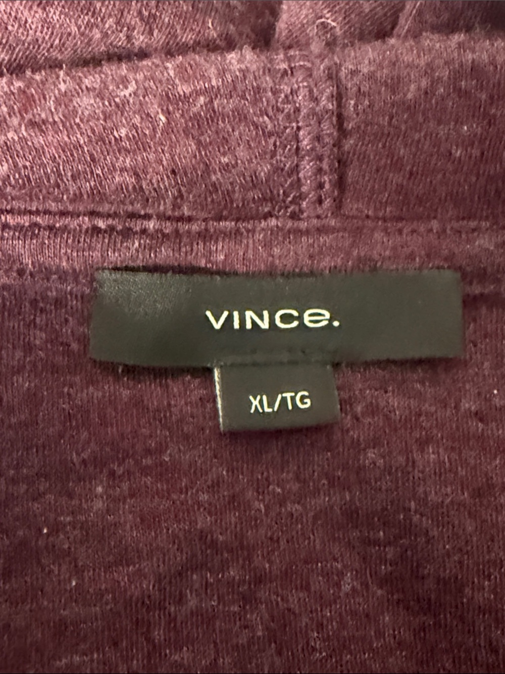 Vince Lightweight Pullover Hoodie Heathered Burgundy Purple XL - Picture 5 of 5